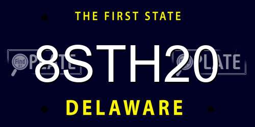 8STH20 Delaware License Plate