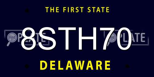 8STH70 Delaware License Plate