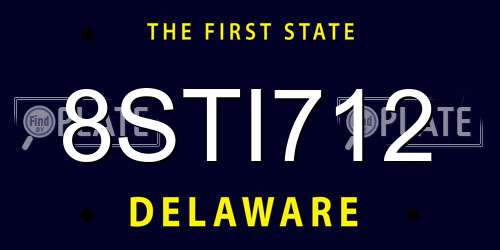 8STI712 Delaware License Plate