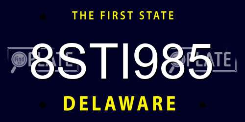 8STI985 Delaware License Plate