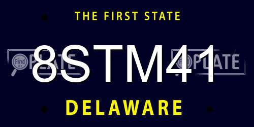8STM41 Delaware License Plate