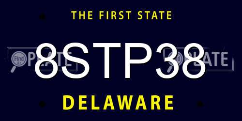 8STP38 Delaware License Plate