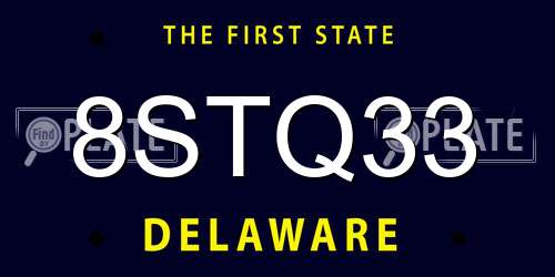 8STQ33 Delaware License Plate