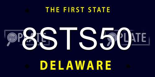8STS50 Delaware License Plate