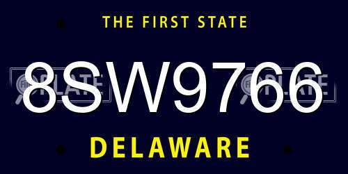 8SW9766 Delaware License Plate