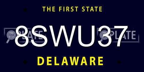 8SWU37 Delaware License Plate