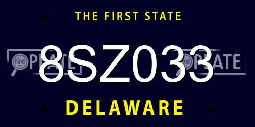 8SZ033 Delaware License Plate