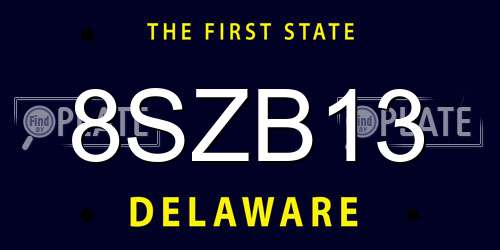 8SZB13 Delaware License Plate