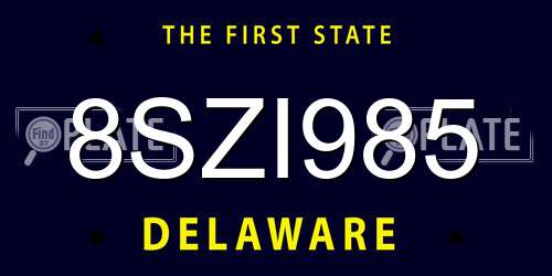 8SZI985 Delaware License Plate