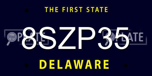8SZP35 Delaware License Plate