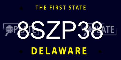 8SZP38 Delaware License Plate