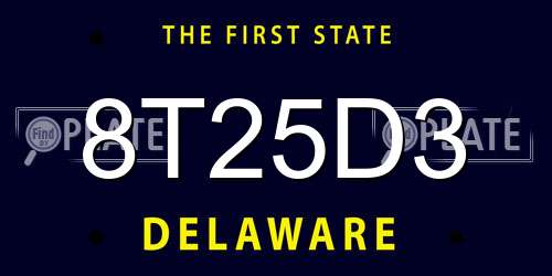 8T25D3 Delaware License Plate