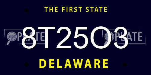8T25O3 Delaware License Plate