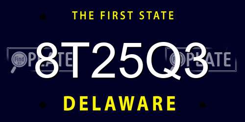 8T25Q3 Delaware License Plate