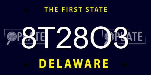 8T28O3 Delaware License Plate