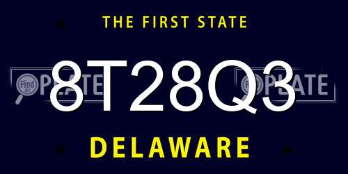 8T28Q3 Delaware License Plate