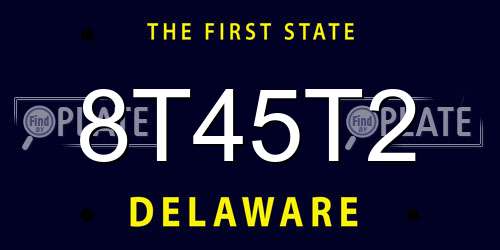 8T45T2 Delaware License Plate
