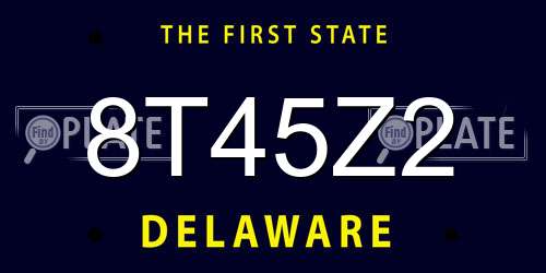 8T45Z2 Delaware License Plate