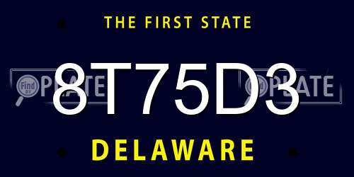 8T75D3 Delaware License Plate