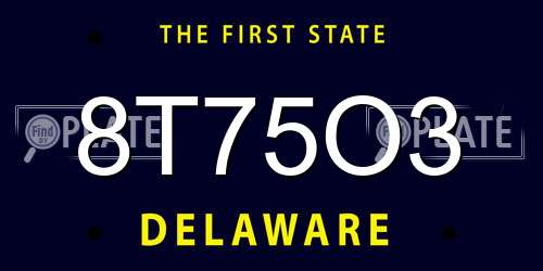 8T75O3 Delaware License Plate