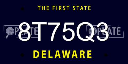 8T75Q3 Delaware License Plate
