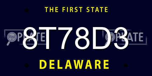 8T78D3 Delaware License Plate
