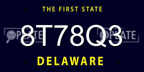 8T78Q3 Delaware License Plate