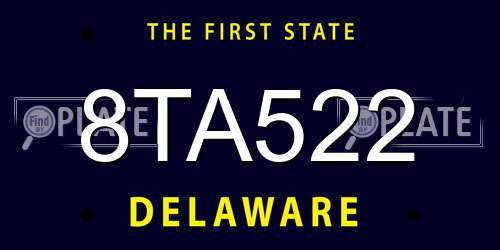 8TA522 Delaware License Plate