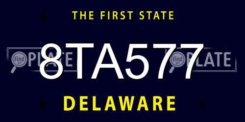 8TA577 Delaware License Plate