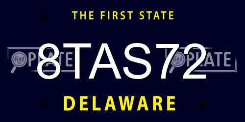 8TAS72 Delaware License Plate
