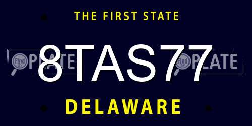 8TAS77 Delaware License Plate