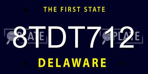 8TDT712 Delaware License Plate