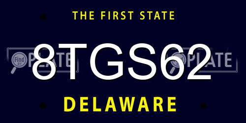 8TGS62 Delaware License Plate