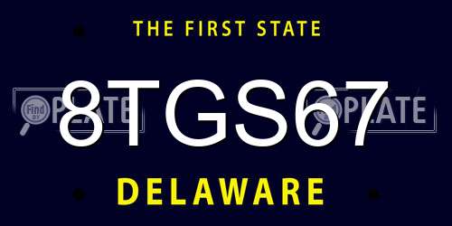 8TGS67 Delaware License Plate
