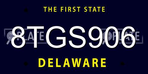 8TGS906 Delaware License Plate
