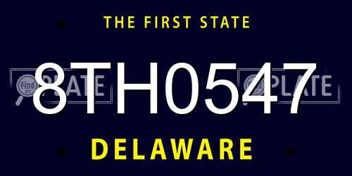 8TH0547 Delaware License Plate