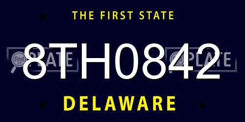 8TH0842 Delaware License Plate