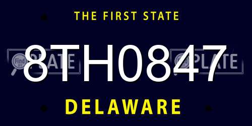 8TH0847 Delaware License Plate