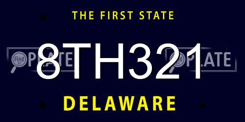 8TH321 Delaware License Plate