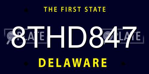 8THD847 Delaware License Plate