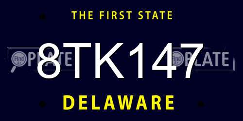 8TK147 Delaware License Plate