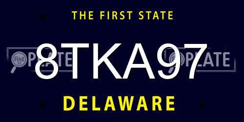 8TKA97 Delaware License Plate