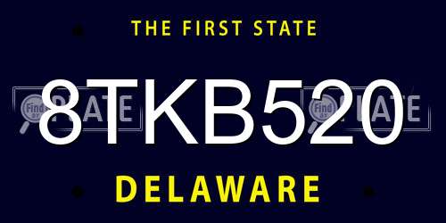8TKB520 Delaware License Plate