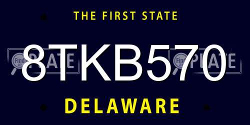 8TKB570 Delaware License Plate