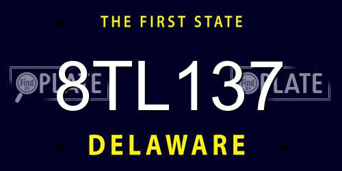 8TL137 Delaware License Plate