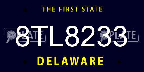 8TL8233 Delaware License Plate