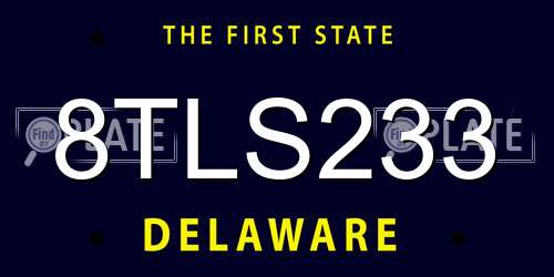 8TLS233 Delaware License Plate