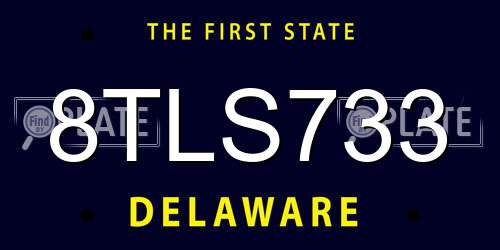 8TLS733 Delaware License Plate