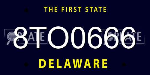 8TO0666 Delaware License Plate