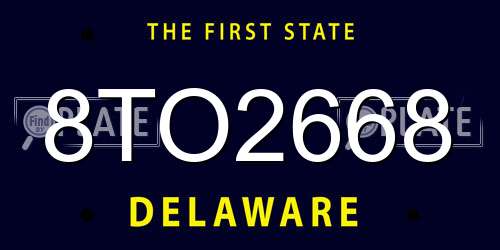 8TO2668 Delaware License Plate
